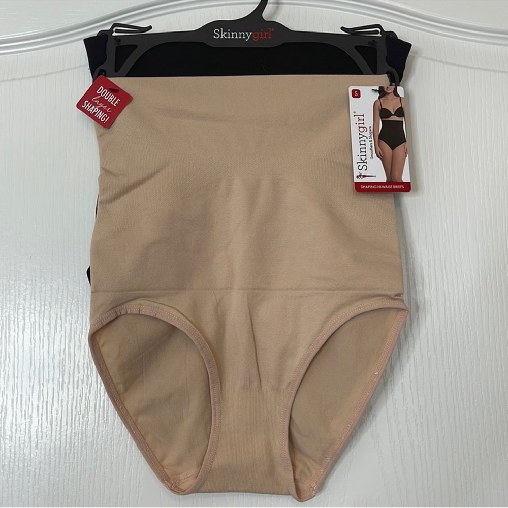 Skinnygirl High Waisted Shaping Briefs Black and Nude Small